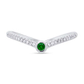 0.06ct Diamond & 0.04ct Emerald 14k White Gold Lady's Ring Size 5.5
